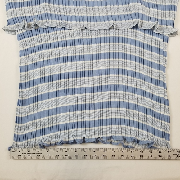 Perfectly Priscilla Blue White Striped Tank Top Summer Blouse Size XL - Picture 11 of 12